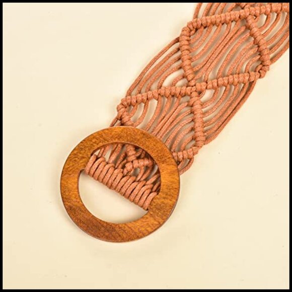 Hand Woven Wax Rope Braid Waist Belt Bohemian Style main image 5